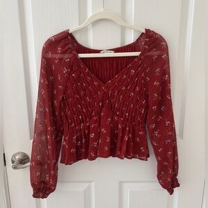 American Eagle Outfitters Red Floral Blouse